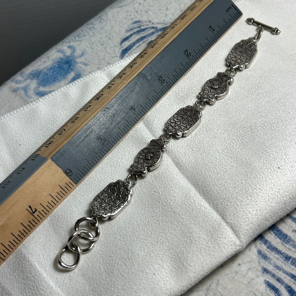 Brighton Victorian Crown Bracelet Two-tone Silver Plated Retired Toggle 7.5” - Picture 6 of 10